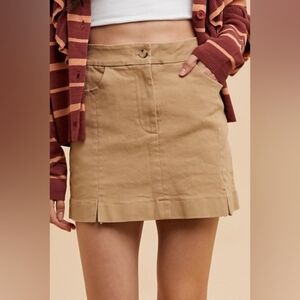 Stretch Cotton Slit‎ Mini Skirt